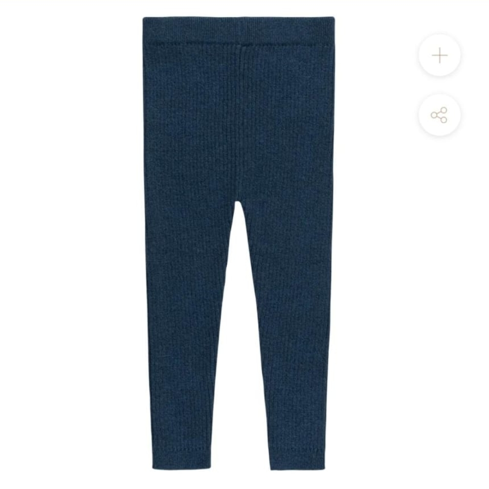 Navy Full-Length Ribbed Leggings